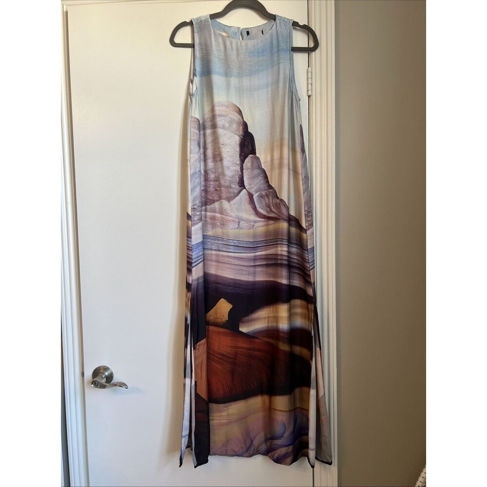 Parfois Size XS-S Maxi Dress Landscape Print Sleeveless GOOD